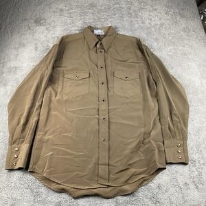 Lavana USA Dress Shirt Snap Buttons Mens Medium Brown Long Sleeve